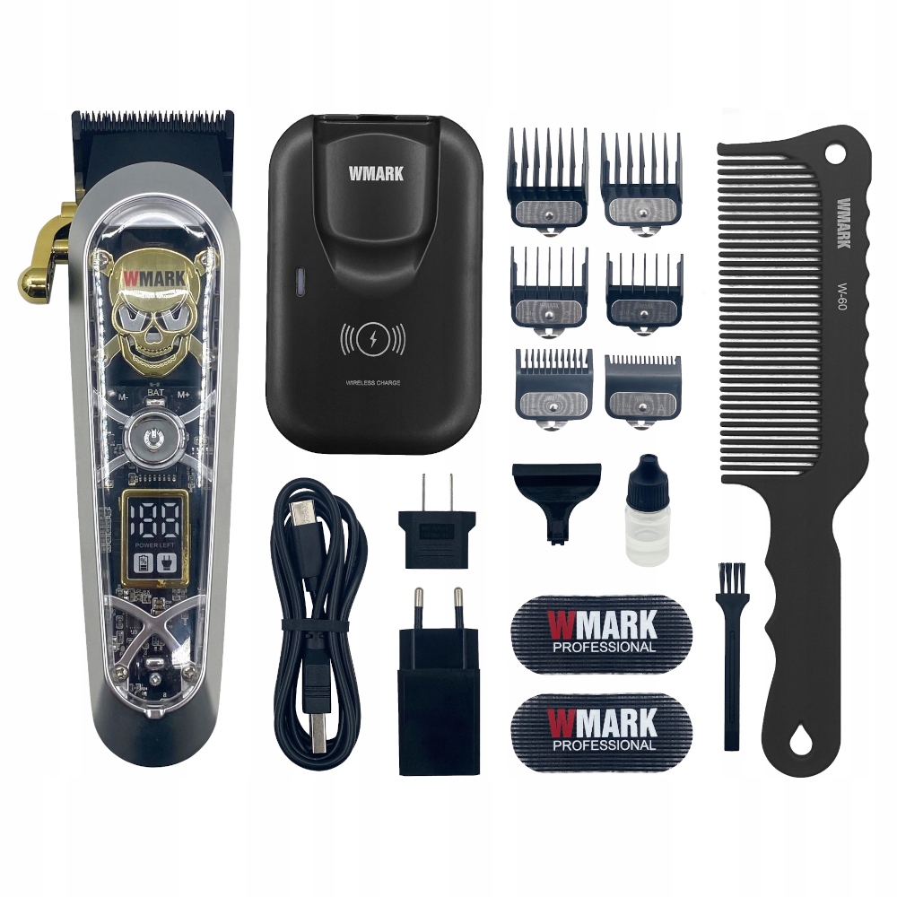 Maszynka Do Strzyżenia Włosów Pro Barber Fade Duży Zestaw Silver