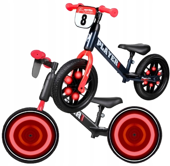 Rowerek Biegowy dziecięcy Player Led Koła Gumowe Dla dzieci chłopca 3 4 lat