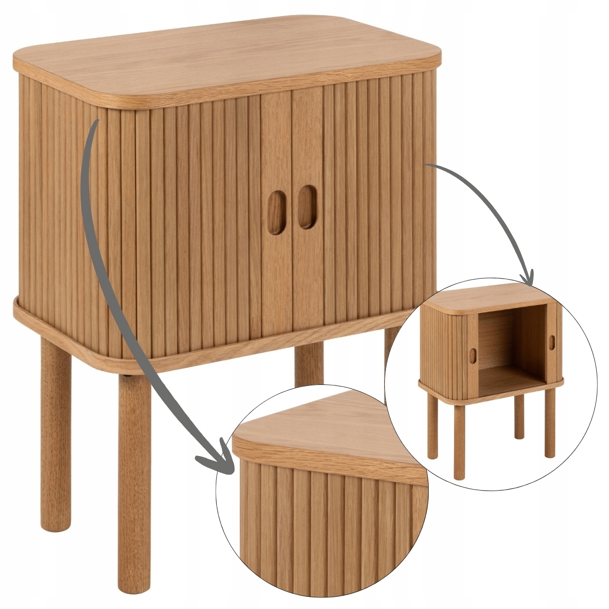 Nočná Skrinka Dvere Rolety nočný stolík na nožičkách polička do spálne boho