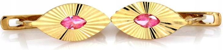 Zlaté náušnice 585 mandle s růžovou zirkonií 14K jsou elegantní jako dárek