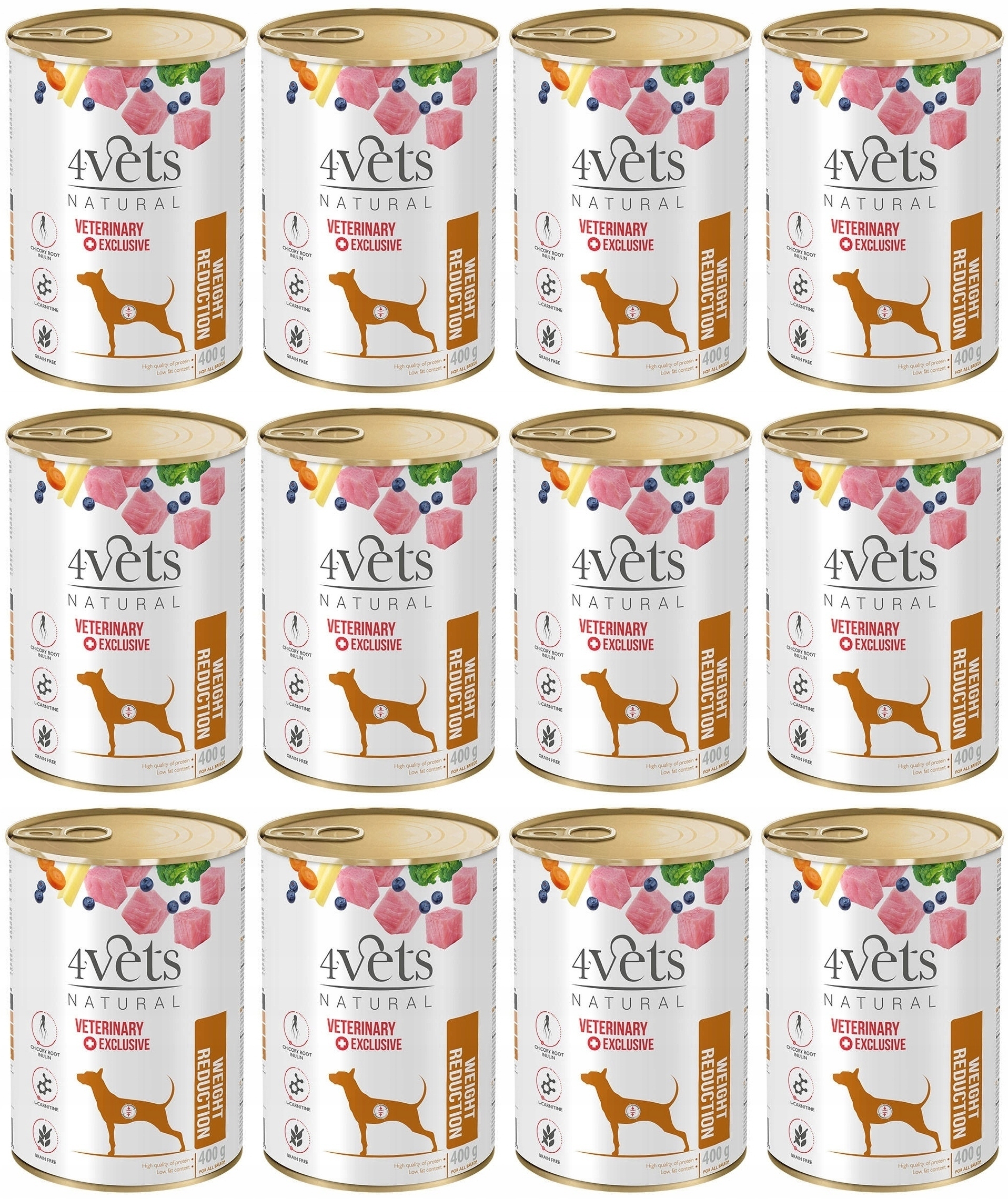 Levně 4VETS Natural Weight Reduction Dog 12x400g pro nadváhu