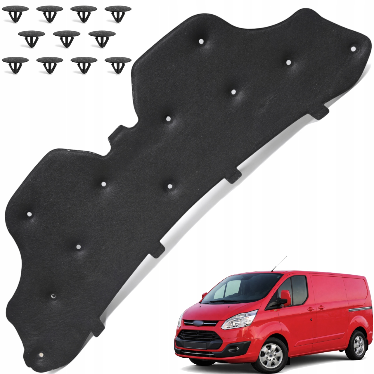 Odhlučnění masky Izolace podbití Ford Transit Custom 12-18R sponky Hq