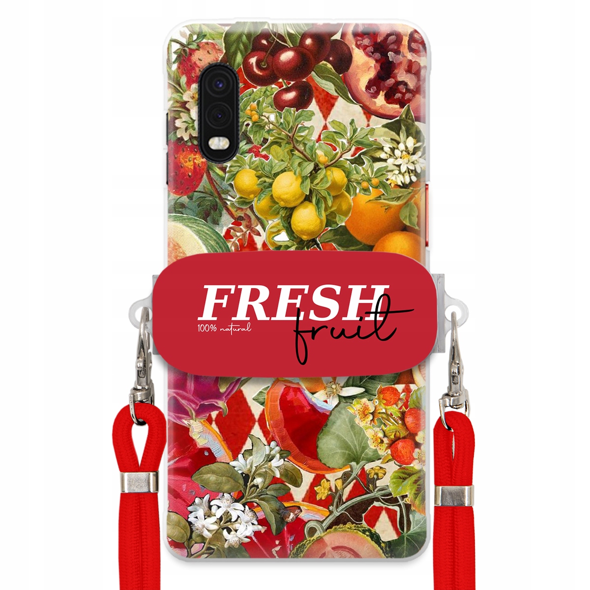 Puzdro pre Samsung Xcover Pro Červené Crossbody vodítko držiak Fresh Fruit