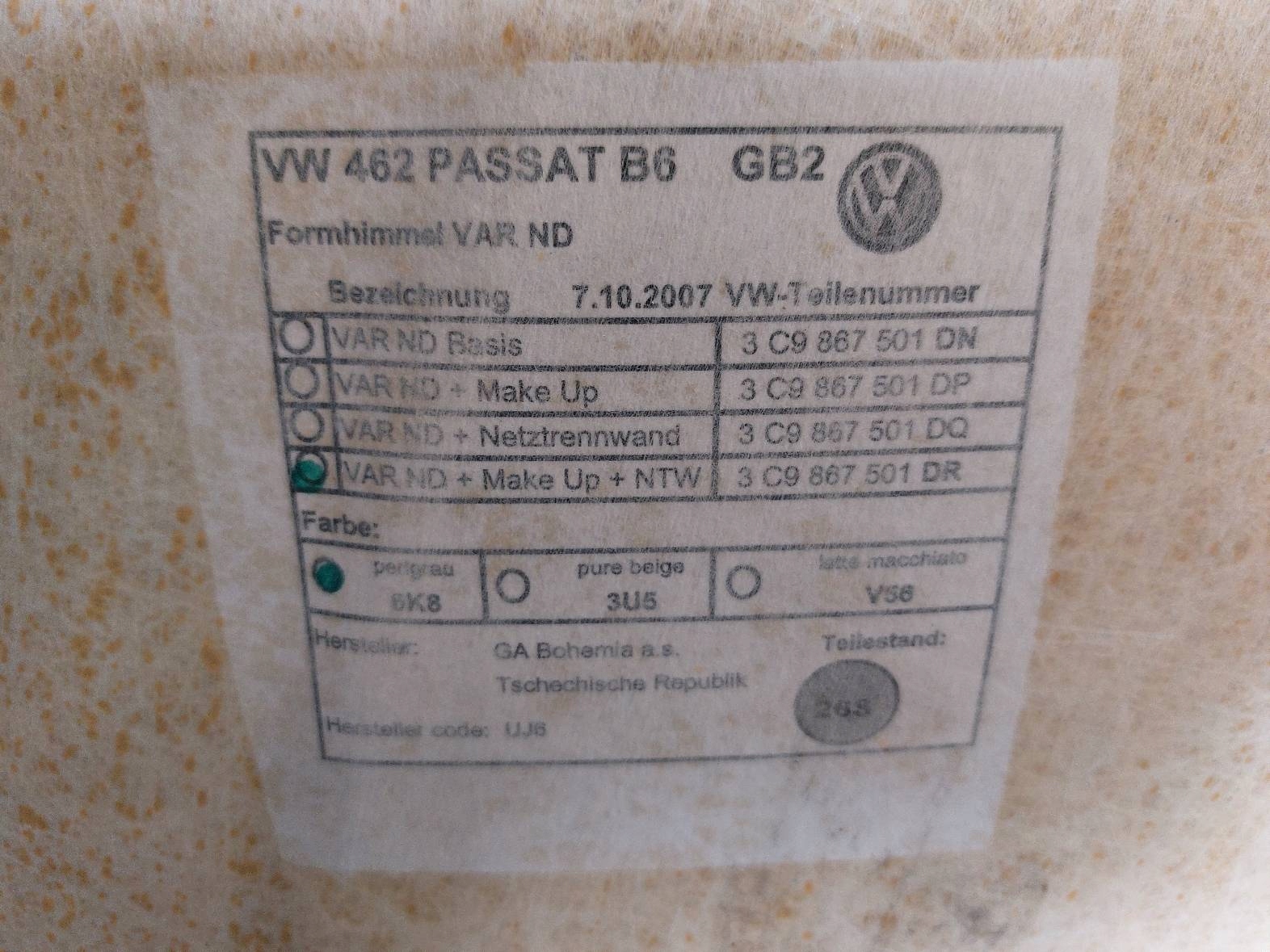 PODSUFITKA PASSAT B6 KOMBI EUROPA Producent części Volkswagen