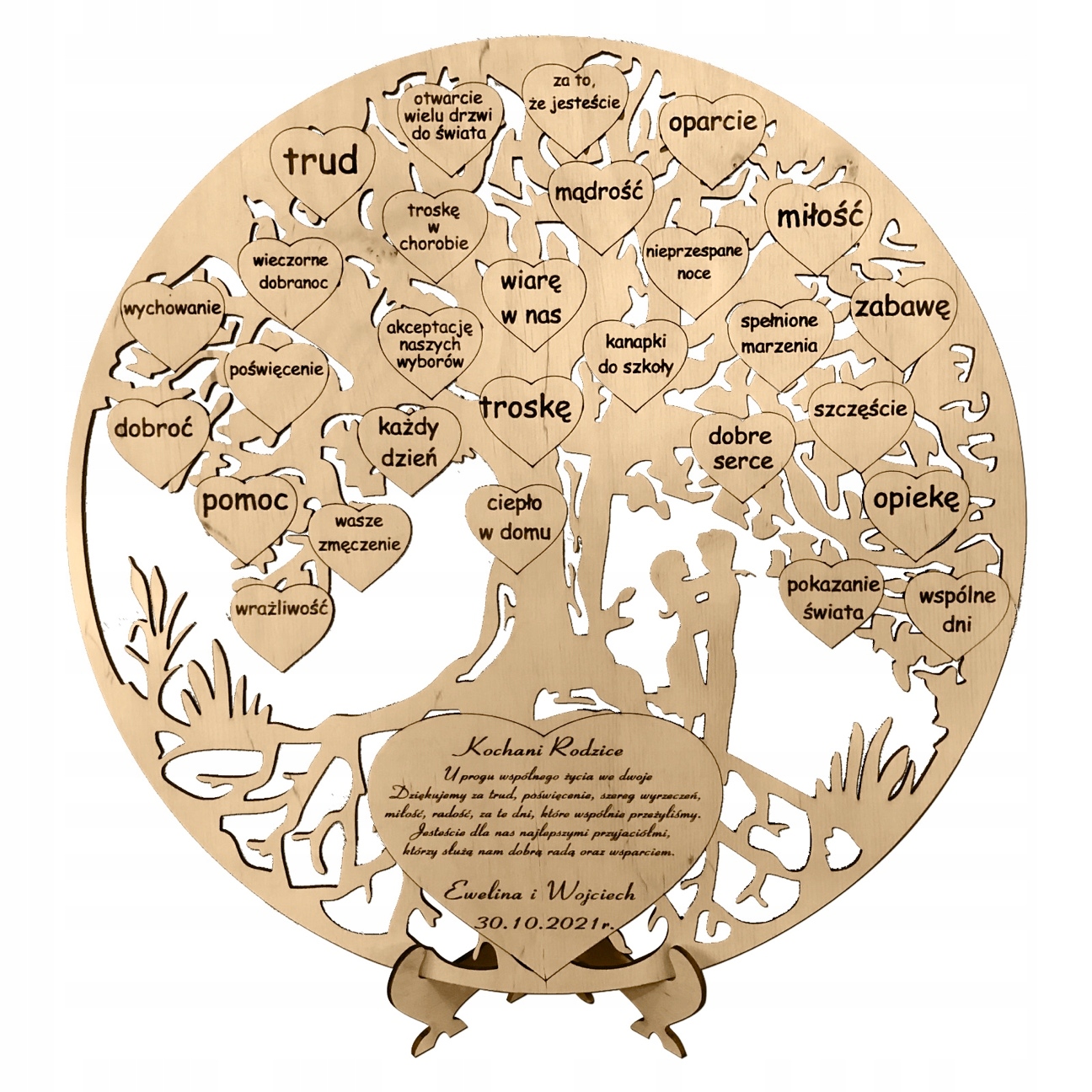 Poděkování rodičům, gravírování svatební