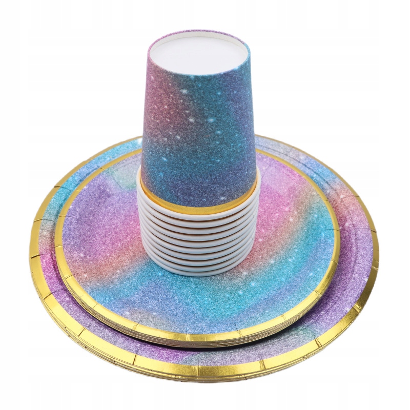 TALERZYKI KUBKI SŁOMKI PAPIEROWE KOLOROWE URODZINY DEKORACJE PARTY