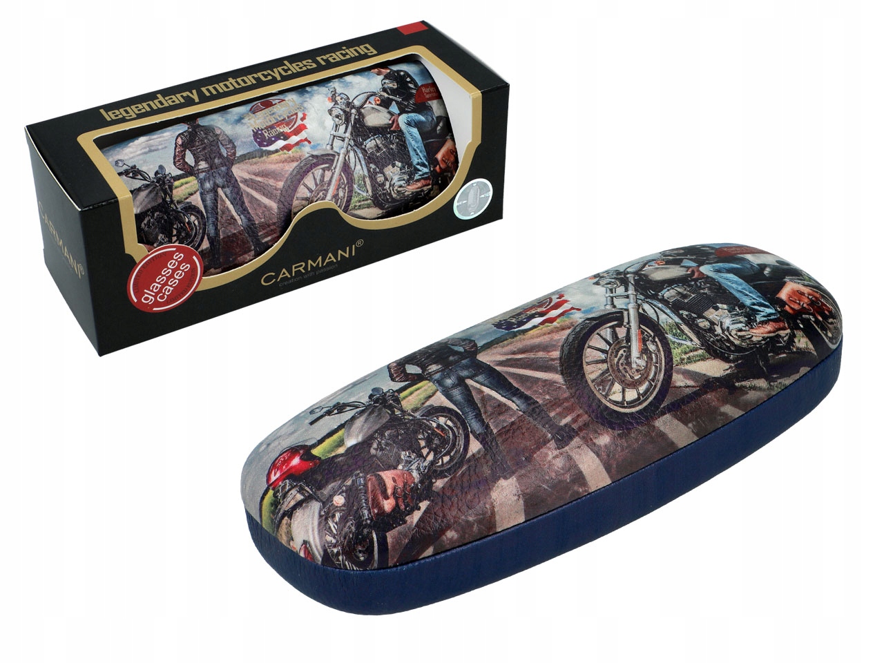 ETUI NA OKULARY TWARDE MOTOCYKL MOTOR CARMANI ŚCIERECZKA NA PREZENT