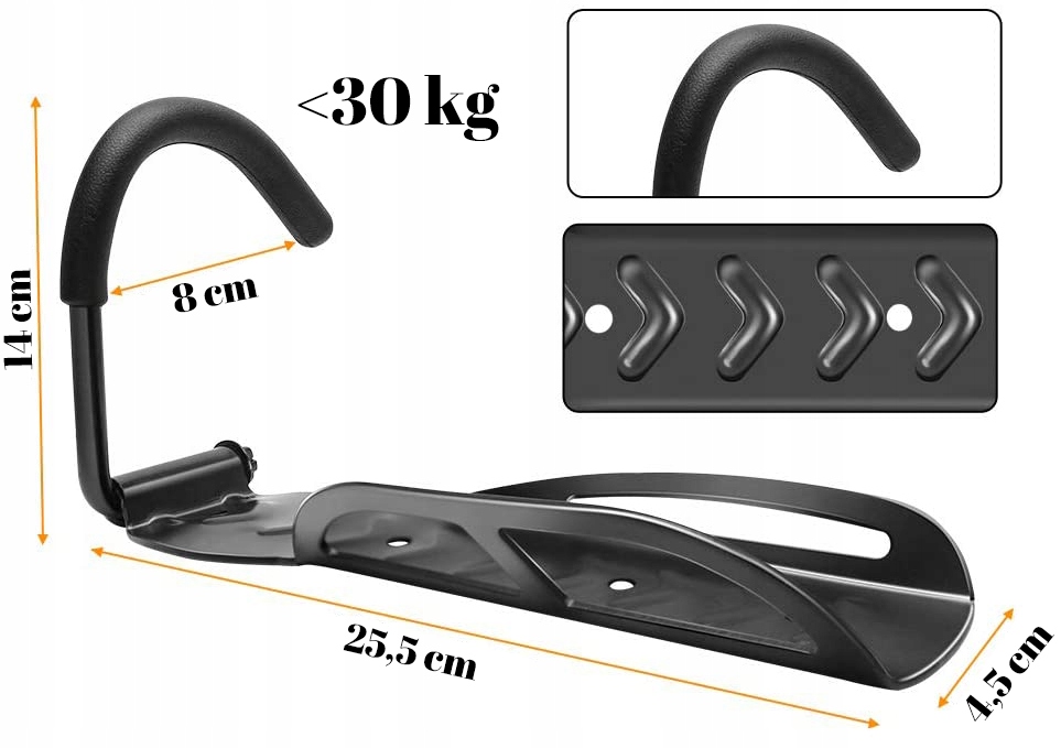 2x WIESZAK ROWEROWY Uchwyt Ścienny na Rower SOLIDNY + kołki Zestaw Model Uchwyt rowerowy ścienny