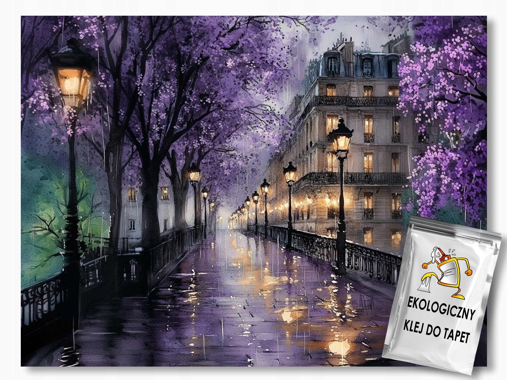 Fototapeta Flizelina Akvarela Mesto Paríž Ulička Dážď 416x254 130g
