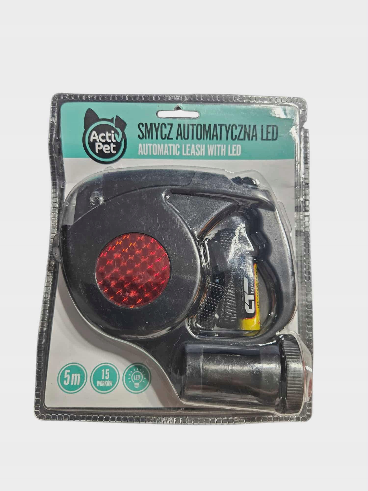 Levně Vodítko s Led 5 m pro psa ActiPet Automatická Sáčky baterie