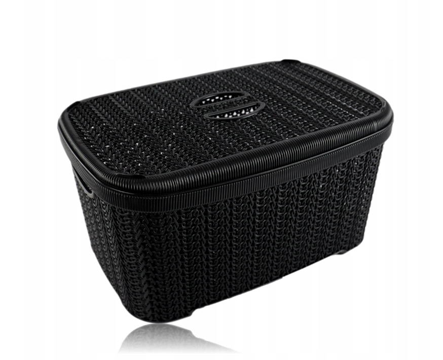 

Koszyk pojemnik z pokrywą Koszyczek pudełko czarne