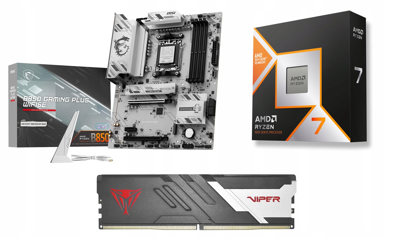 Zestaw Amd Ryzen 7 9800X3D Msi B850 Gaming Plus 32GB 6000