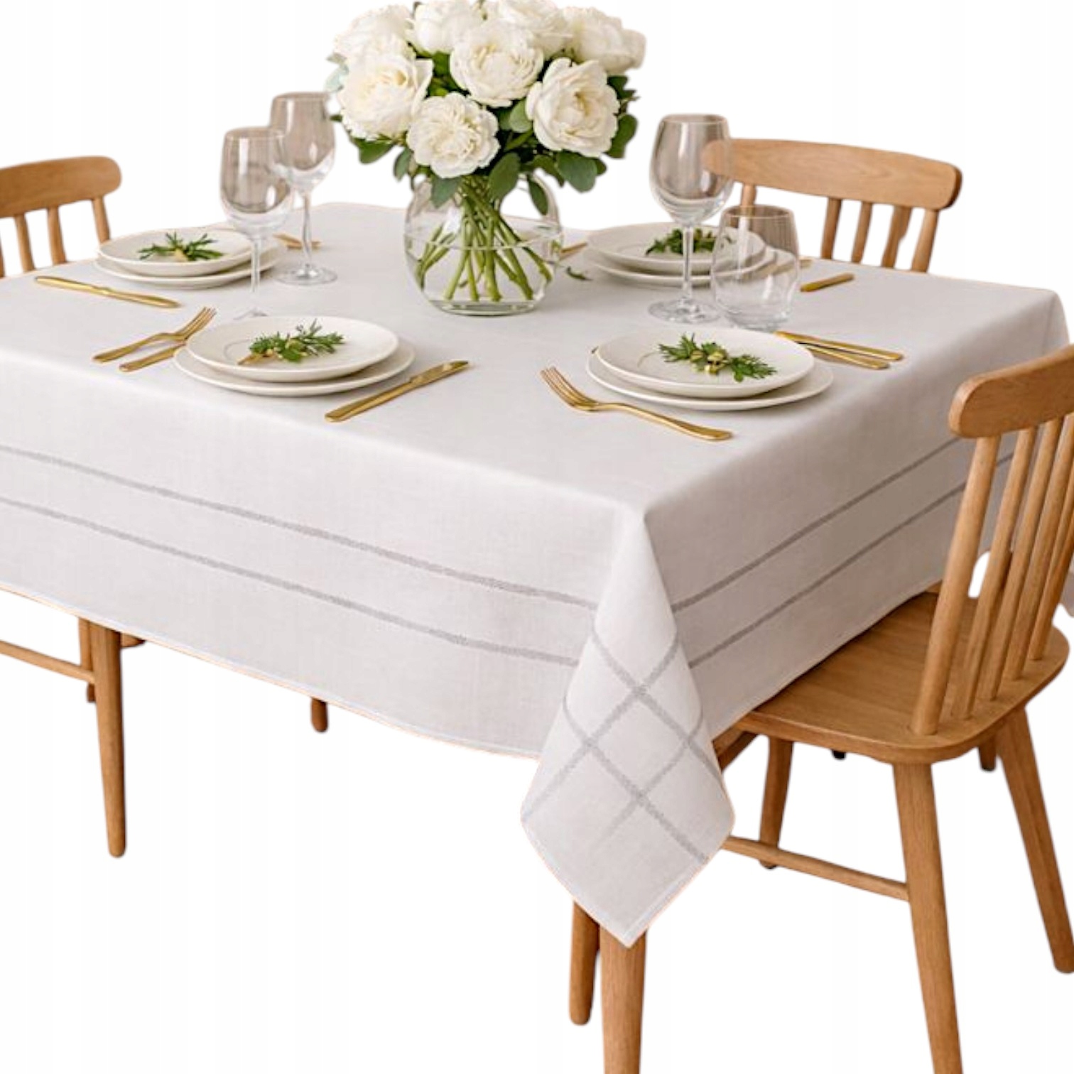 Bílý ubrus Klasický stříbrný elegantní hladký Matný 150x360 univerzální