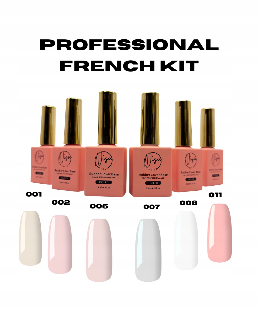Professional French Kit Nisu Nails Rubber Base 15 ml Uv/led kaučuková báze