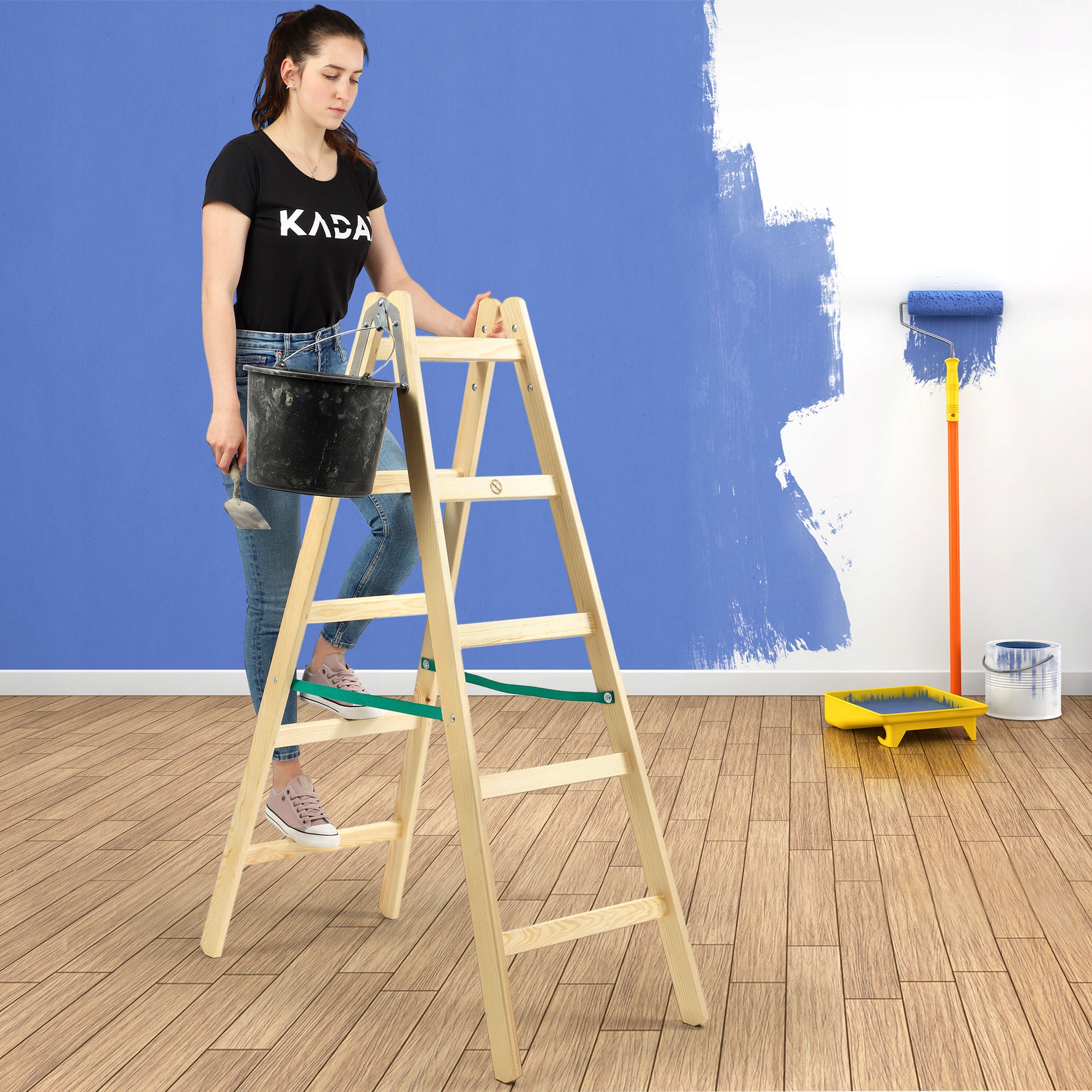 DRABINA DREWNIANA ROZSTAWNA MALARSKA 2x5 SZCZEBLI Liczba szczebli 5