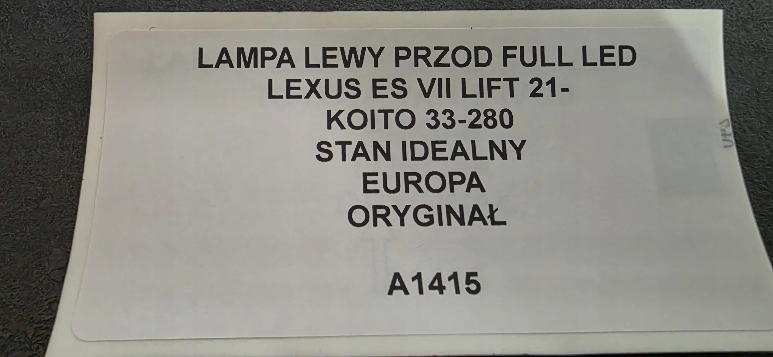 light left front FULL LED LEXUS ES VII LIFT 21- original KOITO 33-280