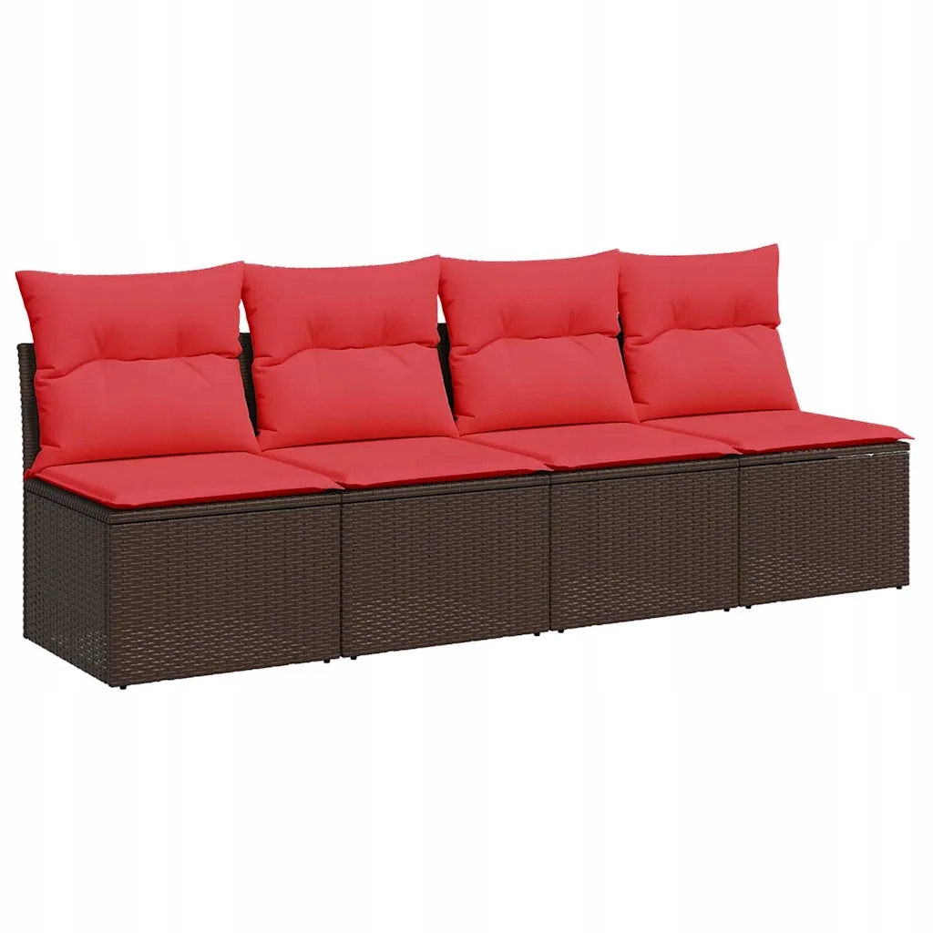 Zahradní pohovka pro 4 osoby, hnědá s polštáři, rozměry 220 x 62 x 69 cm