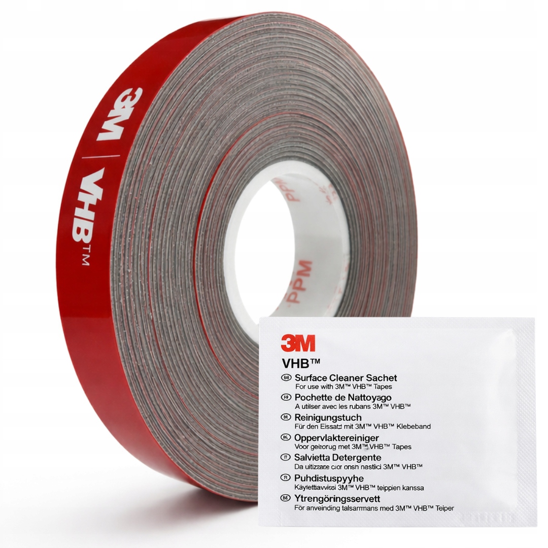 6mm x 3m / 3M VHB R45 DWUSTRONNA TAŚMA akrylowa bardzo mocna + CZYŚCIK