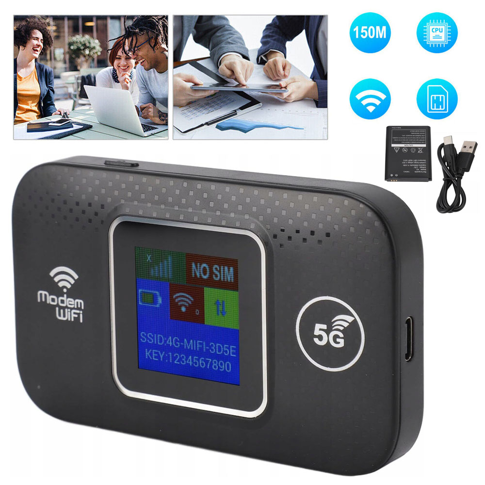 Przenośny Mobilny Modem Ruter Na Karte Sim 4G Lte Wifi 150MBPS 3Ah Czarny