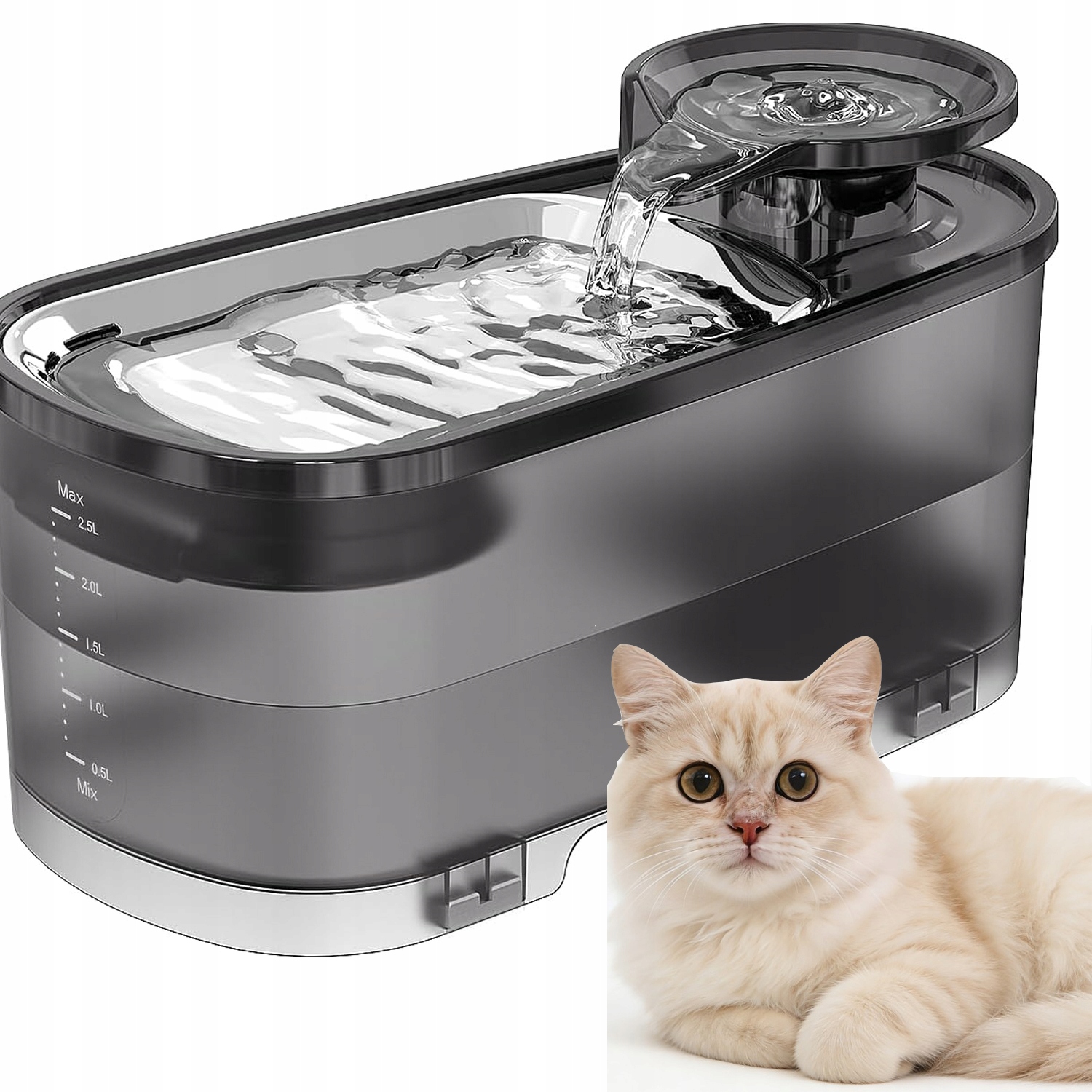 Levně Misky pro kočky fontána na vodu s filtrem, oddělené voda a elektřina