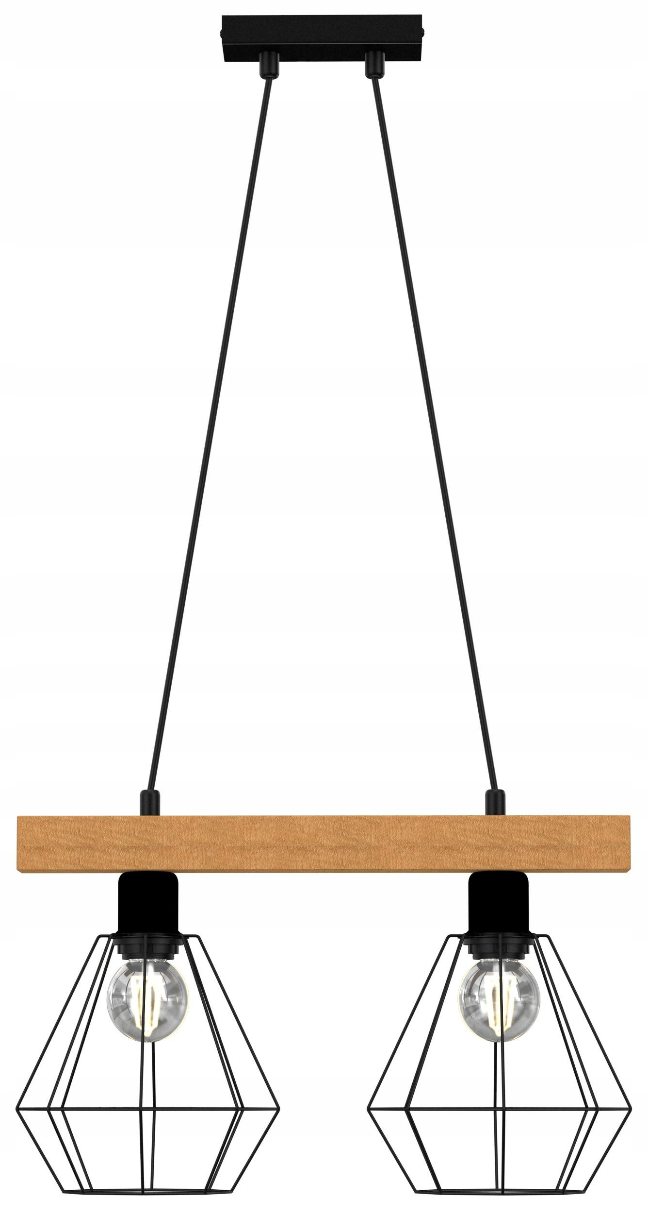 Závesná stropná lampa Vastra čierna hnedá 2xE27 loft s nastaviteľným drôtom