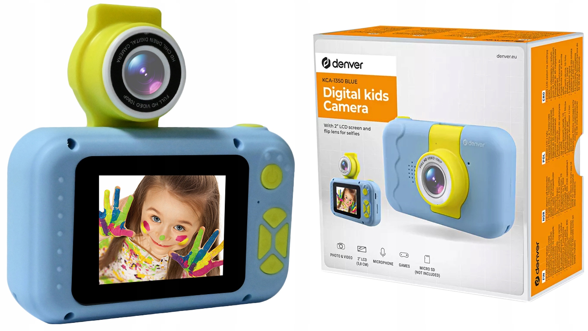DENVER APARAT FOTOGRAFICZNY DLA DZIECI FULL HD 2" Stan opakowania oryginalne