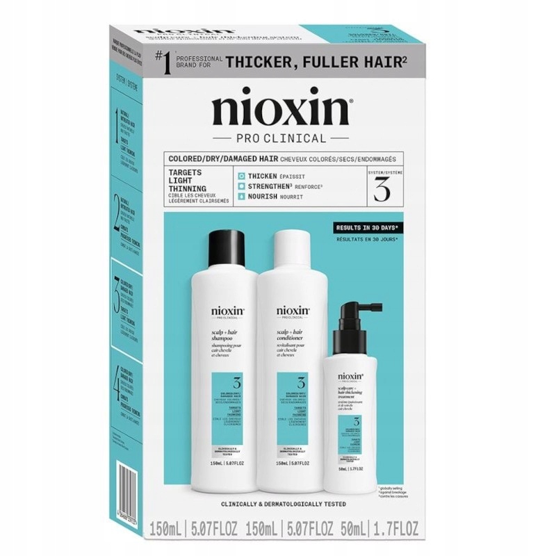 Nioxin System 3 zestaw do wł.farbowanych lekko przerzedzonych 150+150+50ml