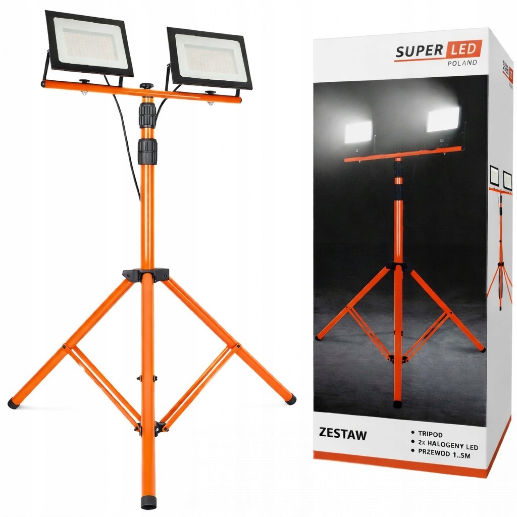 Set Stativ 1,6 m Stavební halogenový reflektor 2x 50W Led 9000lm Bn