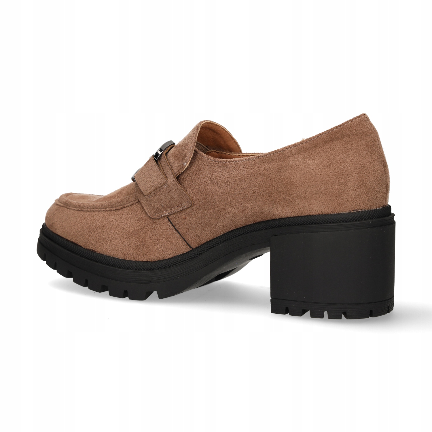 MOKASYNY PÓŁBUTY DAMSKIE VINCEZA BEŻOWE ZAMSZOWE NA OBCASIE R 38 Model Finley