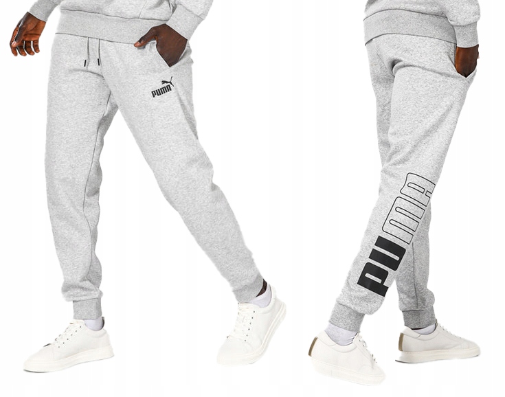 3320 Pánské Puma Bavlněné Sportovní Teplákové Kalhoty Power Šedé M