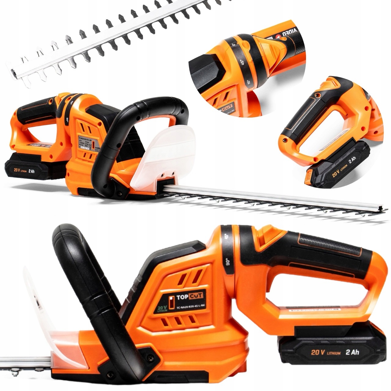 Nożyce Do Żywopłotu Akumulatorowe Lekkie 45CM 16MM Aku 2AH Ładowarka