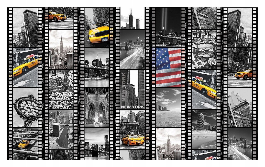 Tapeta New York film vinyl 312x219 černobílé záběry města snů lepidlo