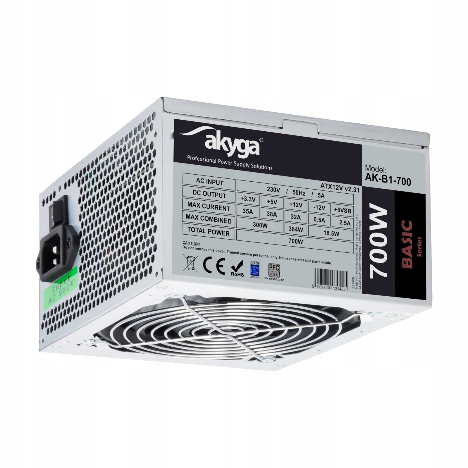 Akyga Zasilacz Atx 700W Ppfc P8 4+4p 2x Pci-e 6+2pin 5x Sata 2x Molex