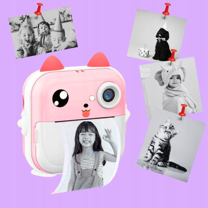 DRUKARKA TERMICZNA APARAT KAMERA 3W1 RÓŻ DRUKARKA NATYCHMIASTOWA+13 ROLEK Zasilanie wbudowane