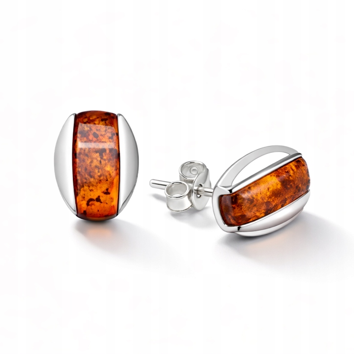 Klasické Stříbrné Náušnice S Jantarem