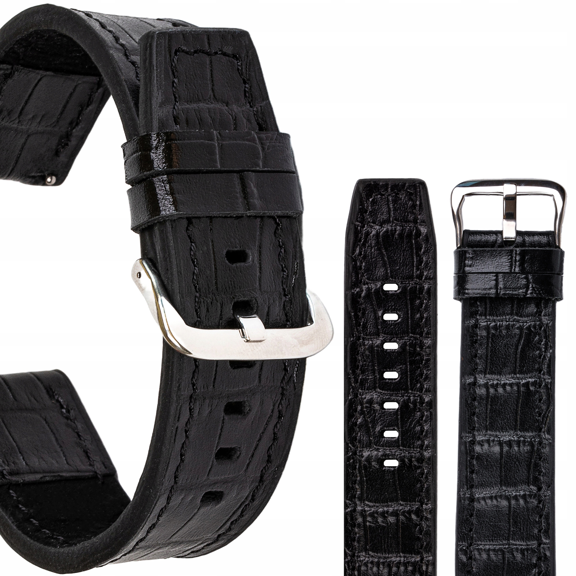 Pasek do zegarka smartwatcha z naturalnej skóry uniwersal Rozmiar XL, 22 mm