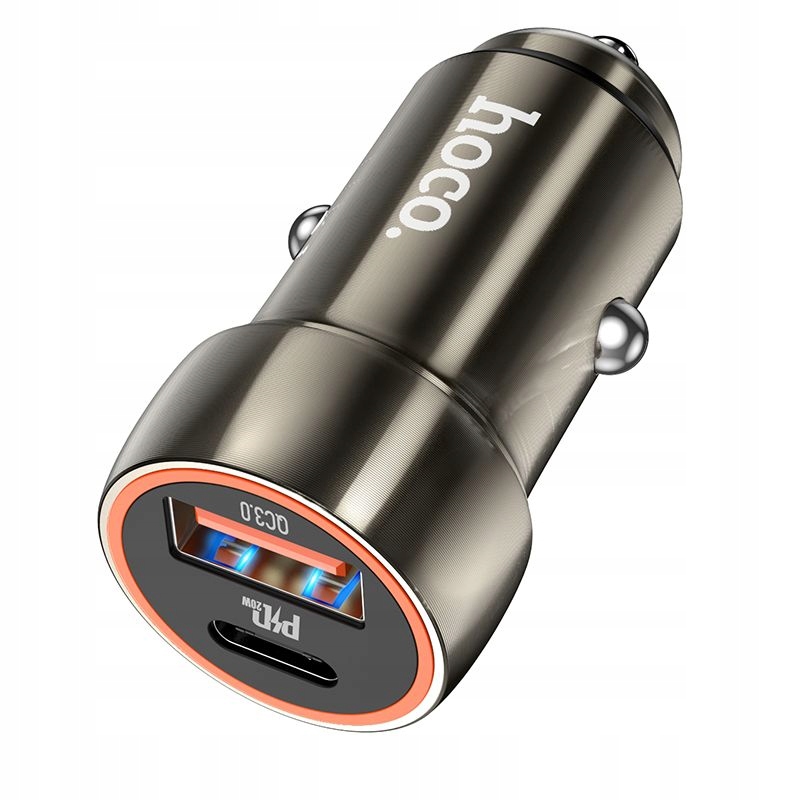 Ładowarka samochodowa Hoco Usb A Usb C QC3.0 Pd 20W Z46A szary