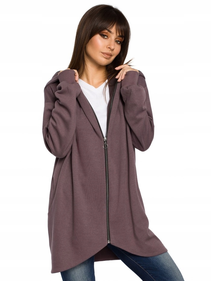 

Eu 2XL/3XL B054 Długa zasuwana bluza z kapturem -