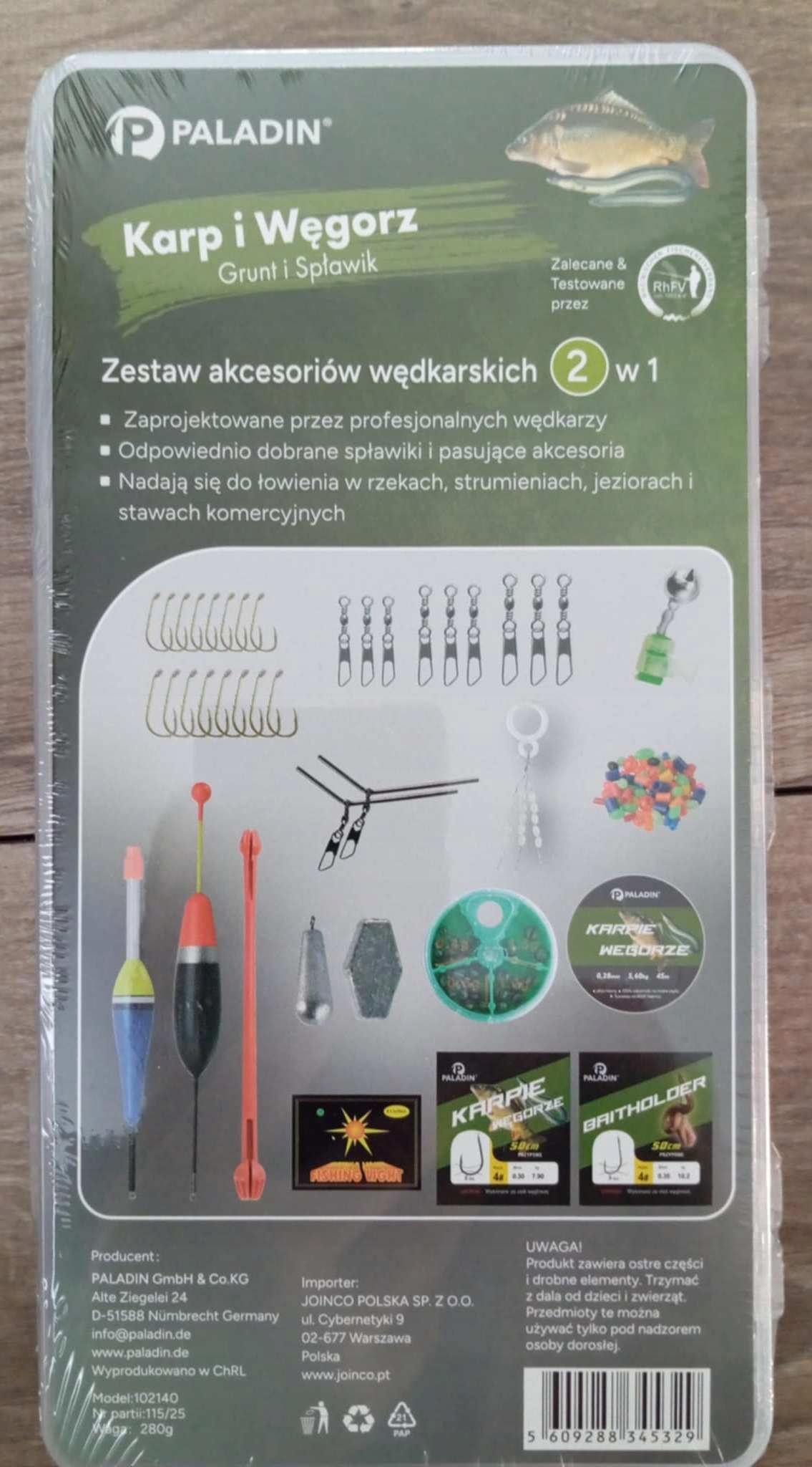 Paladin Zestaw Akcesoriów Wędkarskich 2W1 Karp I Węgorz grunt i spławik