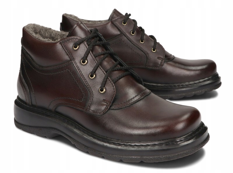 

Kozaki Męskie Buty Ocieplone Szerokie XXL Brąz 46