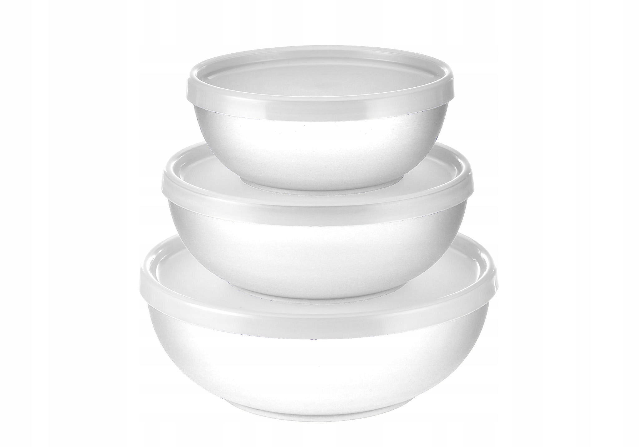 

Zestaw 3 Miski Z Pokrywkami Sałatkowe Białe D