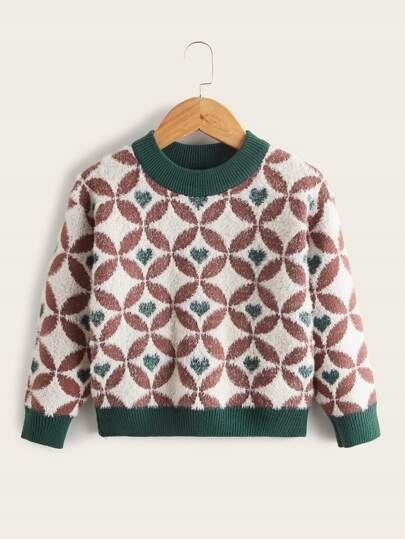 SHEIN SWETER ZIMOWY DŁUGI RĘKAW DZIECIĘCY 130 V3C