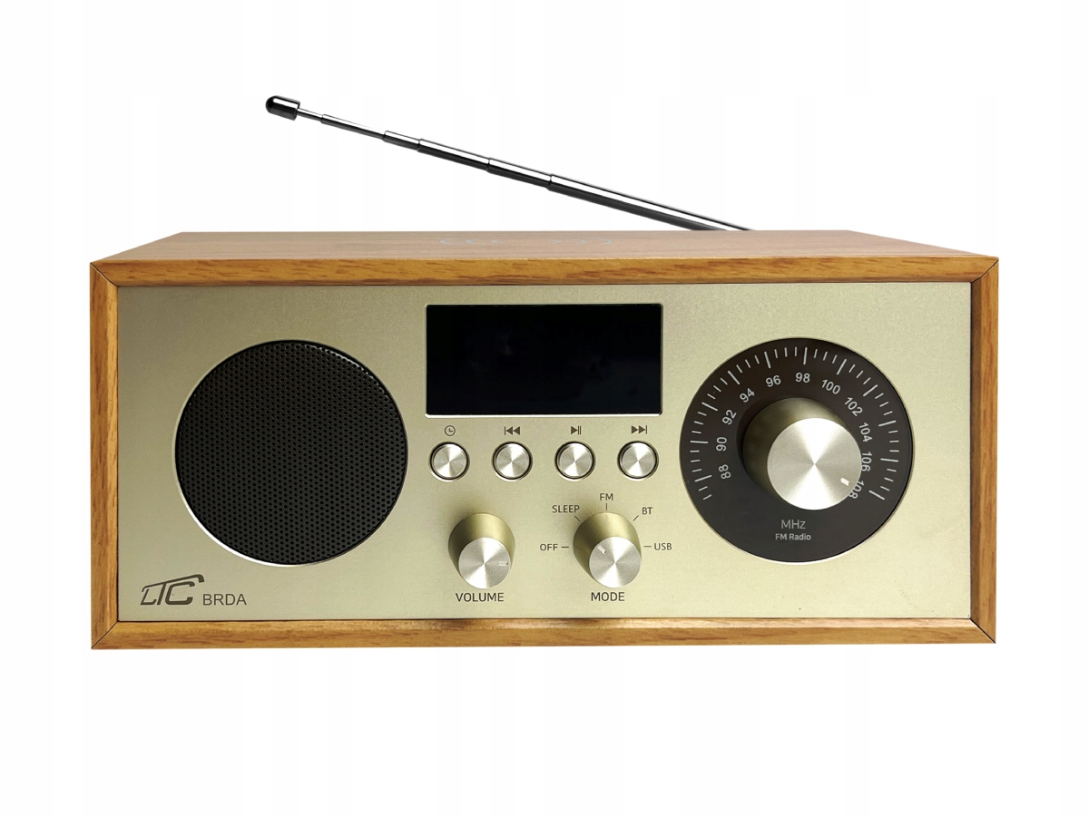 Radio przenośne LTC BRDA FM zasilanie sieciowo-bateryjne LCD brązowe