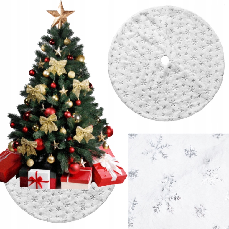 

Mata Pod Choinkę Dywanik Biały Gwiazdki 90CM