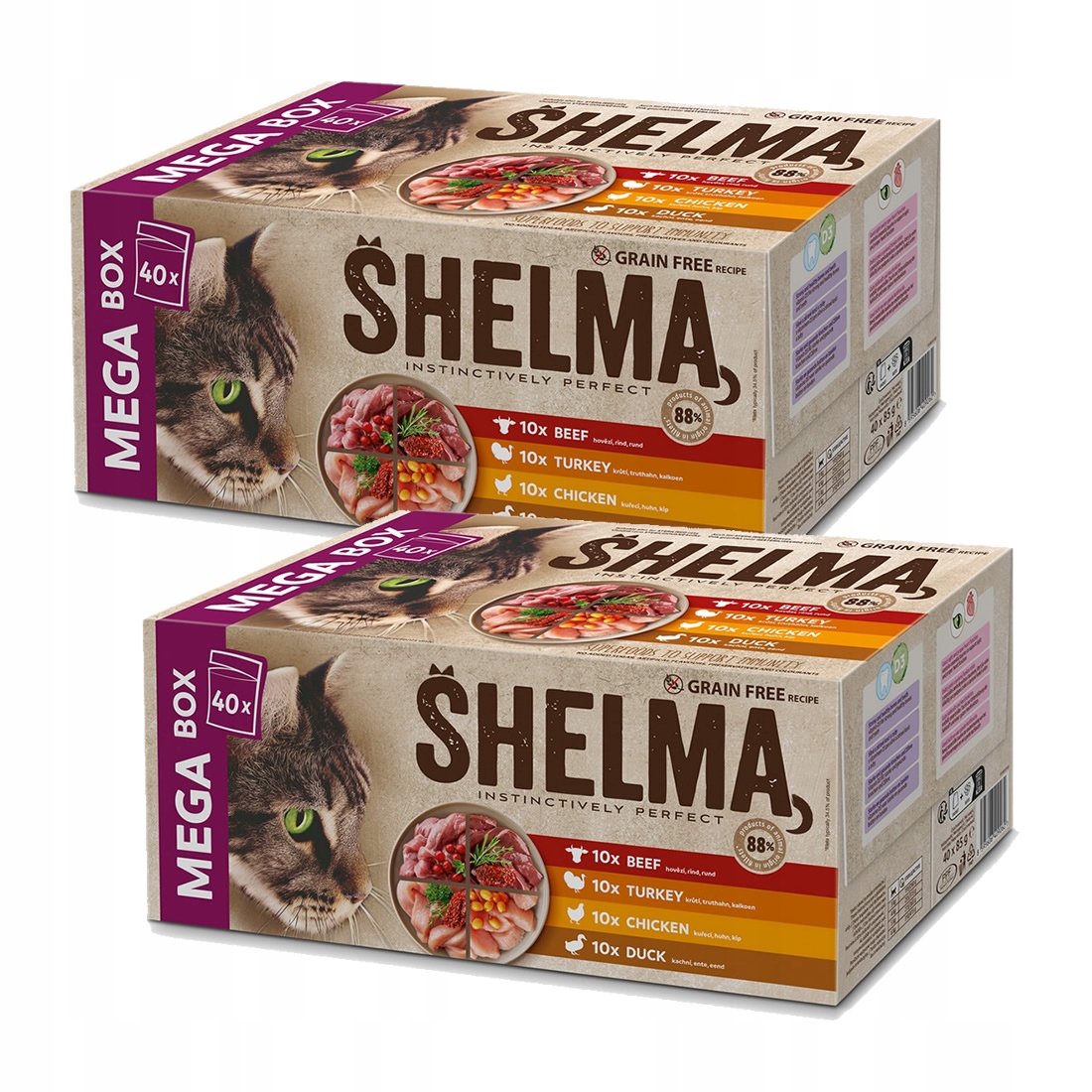 Krmivo mokré pro kočky Shelma sáčky mix chutí omáčka megabox 40 ks x 85 g