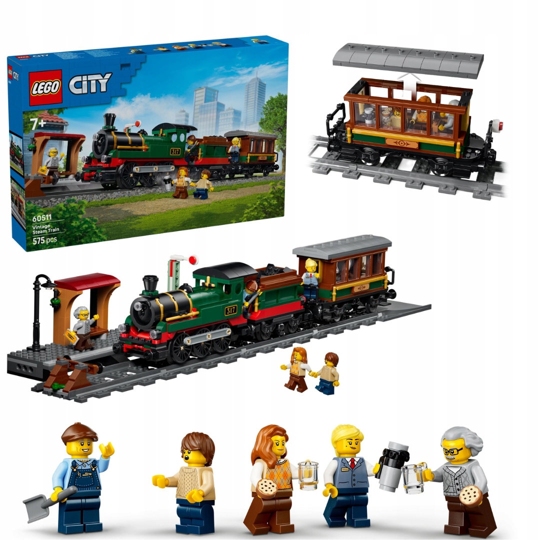 Lego City 60511 Retro Vlak s parní lokomotivou 575 dílků