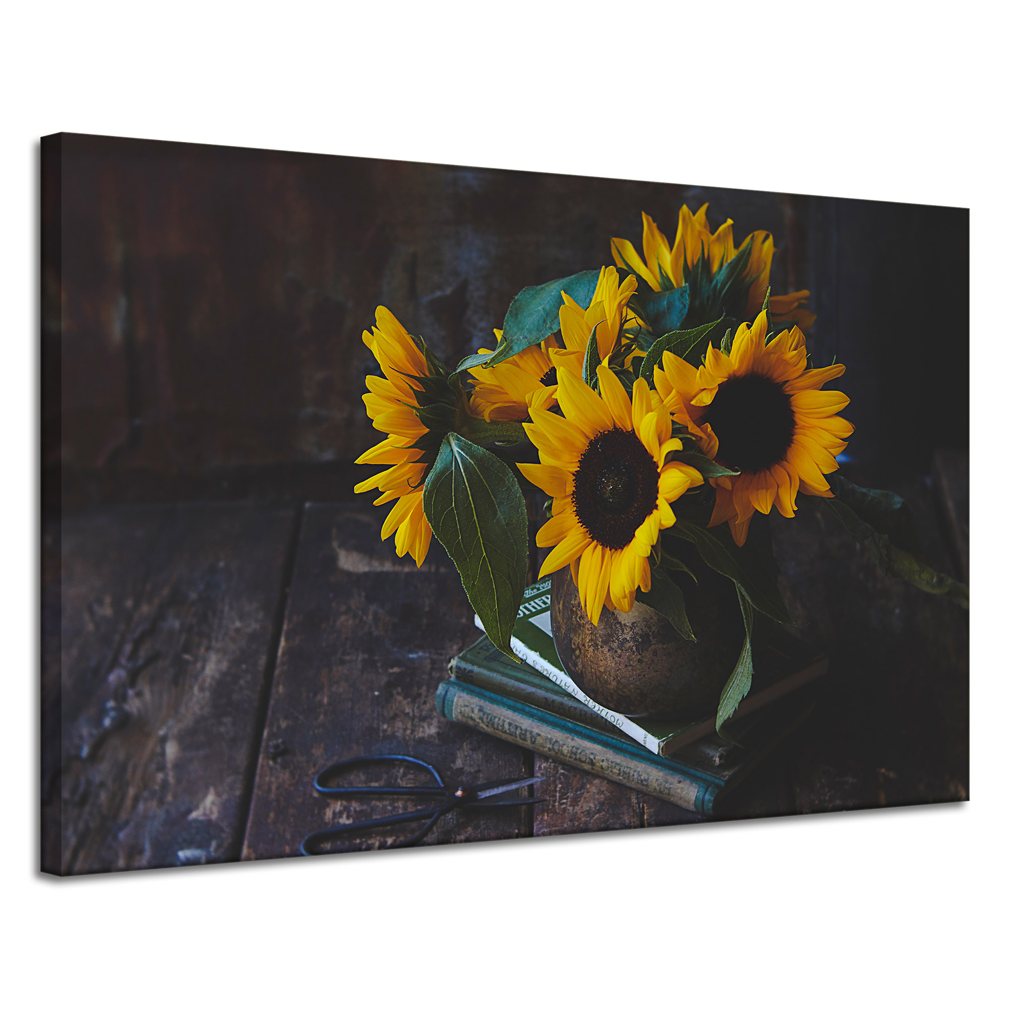 Obraz Canvas Botanika Váza slunečnic 120x80 cm