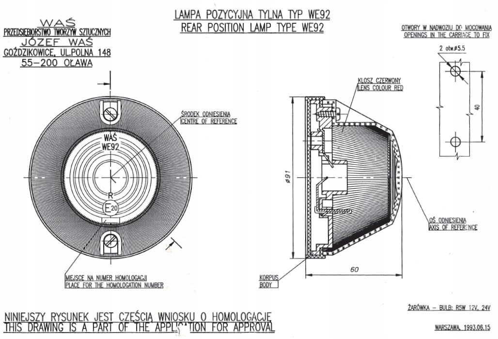 Klosz lampy WE92 czerwony krótki (19) Typ samochodu Samochody dostawcze Samochody ciężarowe