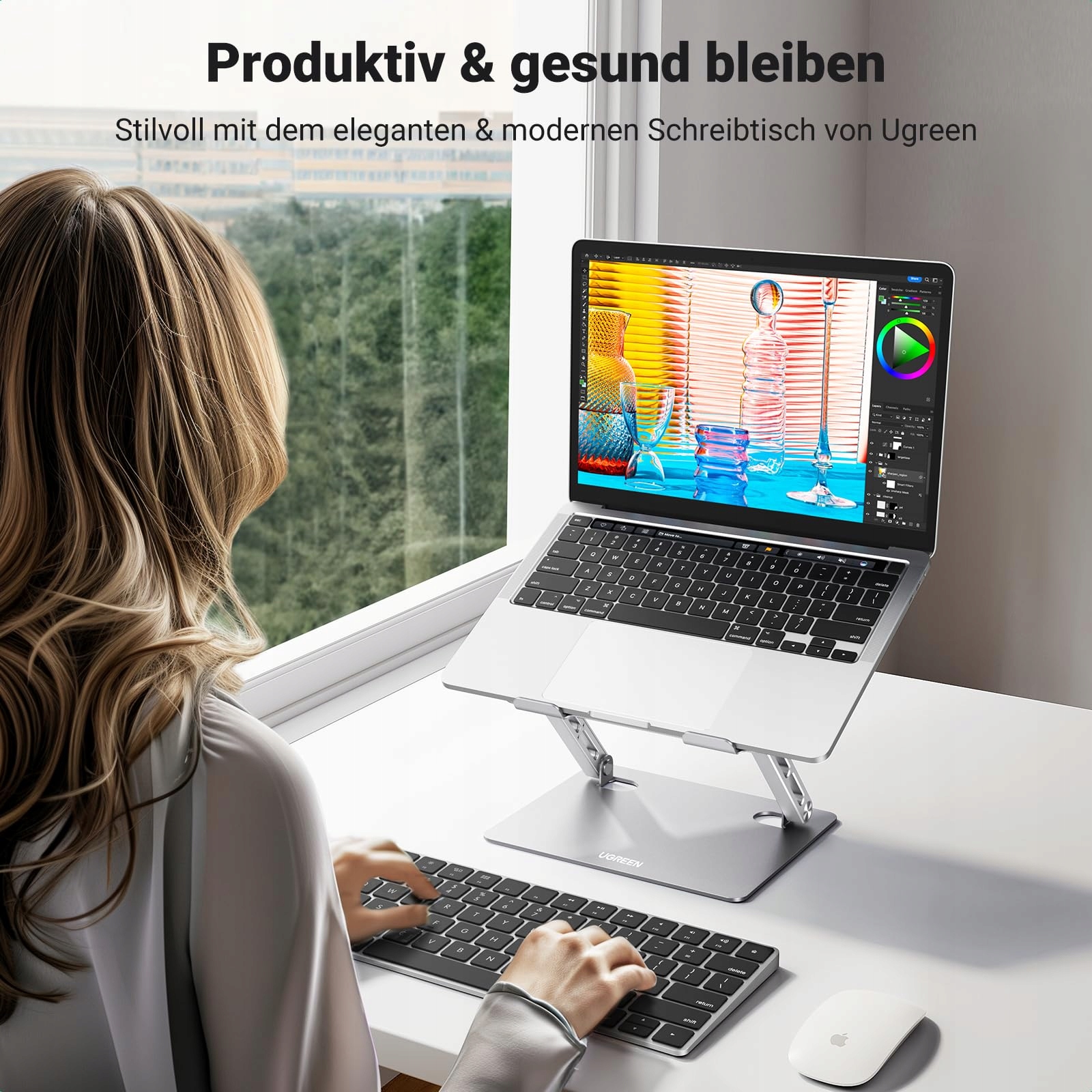 UGREEN Regulowany Składany Stojak Na Laptopa Wentylowany 10-17.3 Cala — miniatura 4