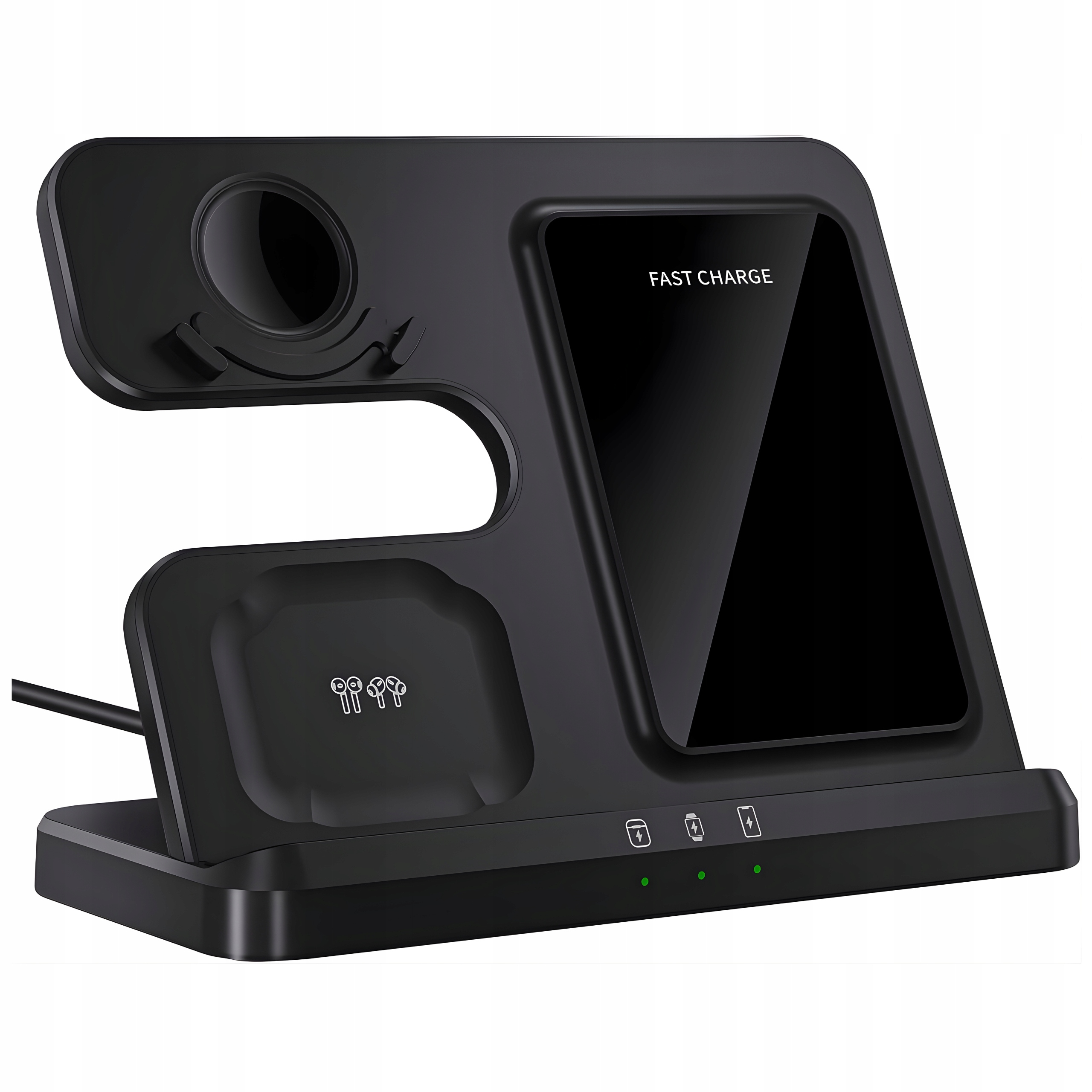 Ładowarka Bezprzewodowa Proventus 3-W-1 Qi Fast Charge czarna Zasilacz 65W